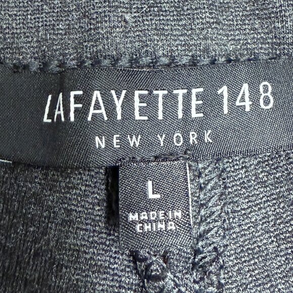 Women's LAFAYETTE 148 NEW YORK Pintuck Ponte Skinny Pants Gray/Blk.‎ | Size L - Picture 6 of 8